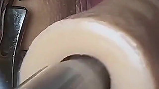 Crazywifeslut Penetrate Her Cervix Womb with Dildo on Sex Machine