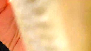 Hairy Nerd Girl Peeing in White Cotton Thong