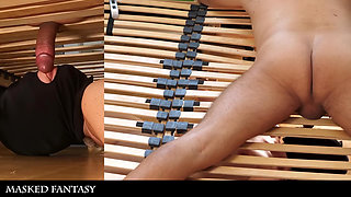 The Crazy Professor - a Sucking Doll Under His Bed Sucks His Cock Till the Cum Drips Over Her Lips