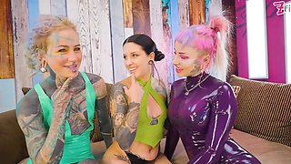 Dual domme takeover emo slut's holes slammed and fapped