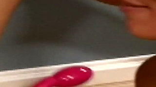 Yellow Couch Lesbians - Brunettes Lick and Fuck Each Other with a Pink Dildo