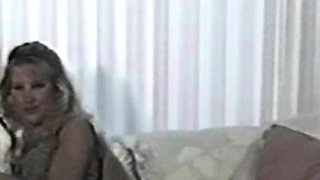 Oiled up milf jerk off a big cock takes load on ass