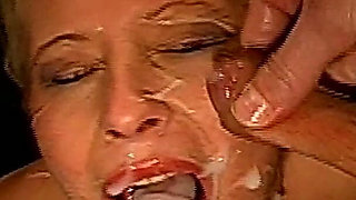 Ggg - Blonde Slut Gets Her Face Drenched in Cum - Massive Bukkake Facials
