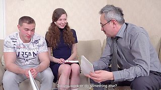 Russians Sofi and her skinnieskin friend tease their sexy teacher in a kinky threesome