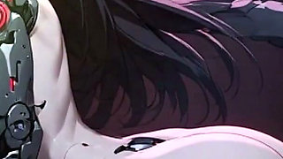 Naked Anime Cyborg - Tall Slim Girl with Manhwa Dark Style Robotic Arm