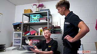 The hung security is examining the fit teen