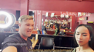 Sexy Petite Big Cock Asian Ladyboy Fucks with Big Ass Pornstar in the Bar
