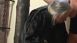 Humiliating chaining masked girl