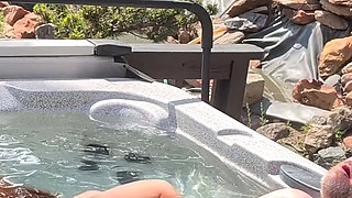 Multiple Underwater Creampies Oral & Pussy - Outdoor Hot Tub Sex with Curvy Redhead Wife Amateur