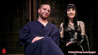 Tattooed mistress torments balls