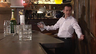 Perverted bartender fucks his bosses older wife