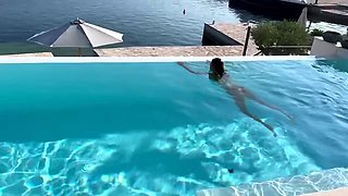 Gorgeous Monika Fox Swims Naked In Pool In Beautiful Place