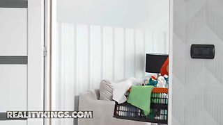 Reality kings - curvy Megan Fiore's ass juggles as she leans over to tidy the bathroom & makes tommy horny to screw her