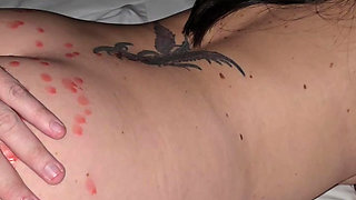 He drips wax on my ass and then cums on my pussy to cool me off!