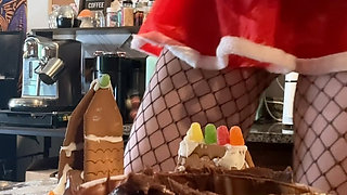 73 Giantess in 8-inch Heels Decorates a Gingerbread Village