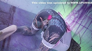 Tattood Girl With Glasses And Buttplug Fucks A Tattooed Dick, Dp, Facial - Lily Lu