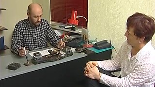 Old Slut Sucks A Huge Cock Then Rides It Hard In The Office