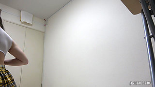 Girls Only Apartment in Japan, Mini Skirt, Student Uniform, Thong, Busty Student Spill Out Tits and Wedgie Panties Room Cleaning