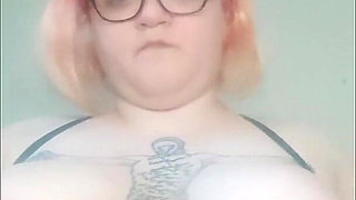Amputated Fat BBW Playing with Her Huge Tits - Amateur Slow Motion