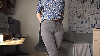 Naughty Colleague Seduces You with Camel Toe in Tight Jeans