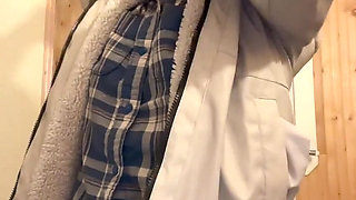 Hana Sit on Toilet Clean Her Hairy Pussy