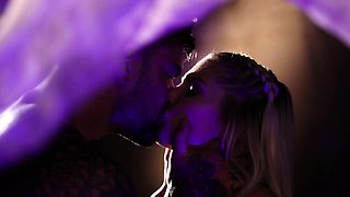 Blonde tight pussy babe solo fingering in glamour solo