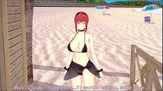Makima Blowjob on the Beach - Chainsaw Man
