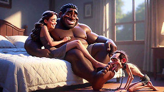 Submissive Man Grovels and Licks His Dominant Wife's Feet