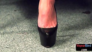 CFNM mature loves teasing naked male while strokes penis