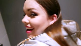 Flashing amateur babes doggystyling in a club