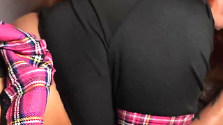 Big Booty Slutty Schoolgirl Fucks Big White Cock Stud on the Stairs