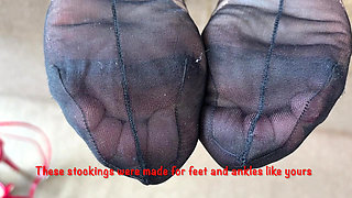 Mrs Mature Feet putting on Fully Fashioned Stockings 463