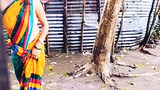 Big Tits Big Ass Desi Bhabi in Teen age Fucks Devar in outdoor Rainy season.