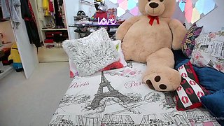 Sweet and naughty amateur babe Holly jerking off a hard