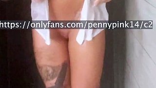 Brit Girl Showers and Teases in Her Best Friend's House