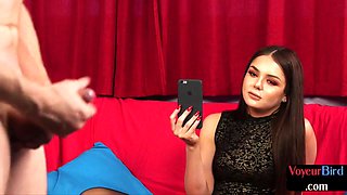 Lingerie voyeur babe teasing older man
