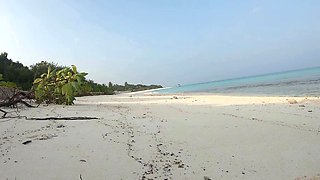 Blonde Solo Female's Nudist Walk on the Beach