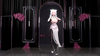 [mmd]haku "mr." Transparent Lace Cheongsam Big Lewd Pattern Black Silk