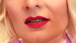 ASMR video: Latex nurse gloves. Doctor Santa girl teasing with smile and close ups. Arya Grander.