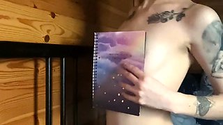 Amateur redhead masturbates then gives a blowjob