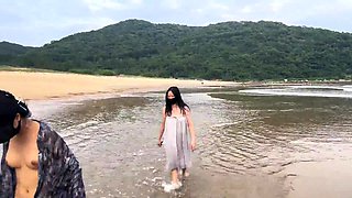 Morning beach nudity caught on by beach hidden cam