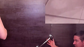 Double Slave in Bathtub and Gets Pussy Squirted by Me