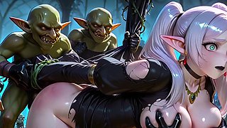 Frieren Gangbanged a Group of Goblins Dominates her and Fill