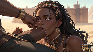 Ebony Queen Seduces with Desert Oral, Steampunk Sex.