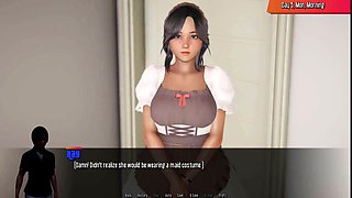 Mischievous guy has a wild fantasy about his busty maid in this steamy episode