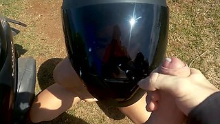 Motorcycle Babe’s Risky Outdoor Fuck – Face Soaked