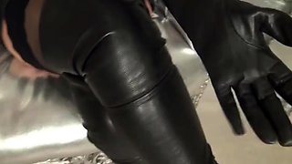 Spunk On My Leather Boots And Gloves FemDom