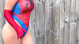 Kiki Daniels on: Pantyhose Spiderwoman Trapped on Her Pvc Boots!ballgagged, Eagle Tie and Hogtied