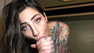 Tattooed couple enjoy a hot pov sex session with intense action