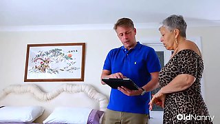 OldNanny - Mature Granny Seduces Young Realtor In Bedroom